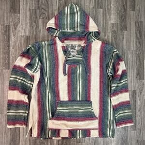 Original Señor Lopez Baja Hoodie Multicolor Striped Drug Rug Pullover Sweater